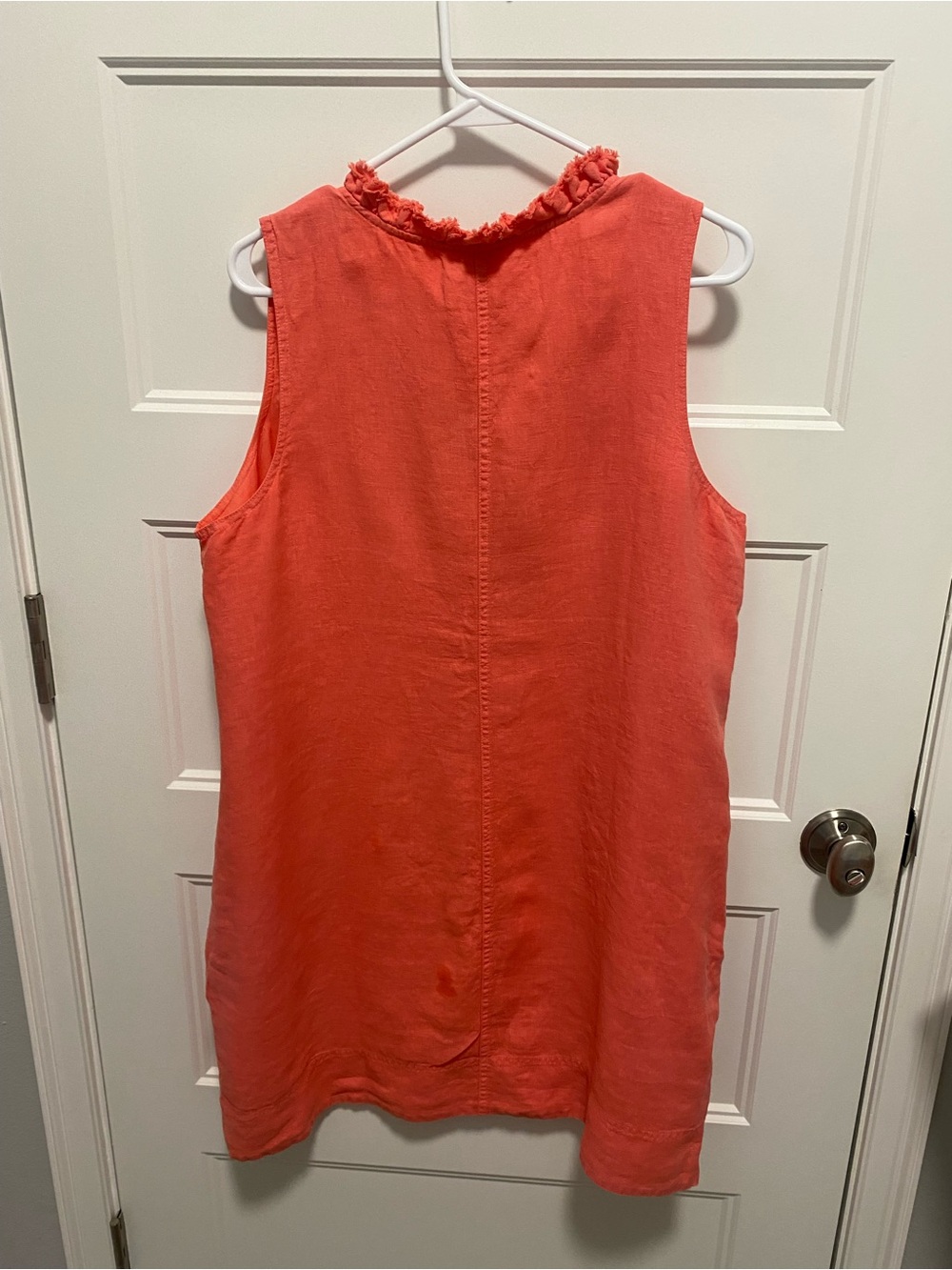Tommy Bahama Two Palms Linen Double Ruffle Dress Sleeveless Coral NWT - Picture 2 of 6